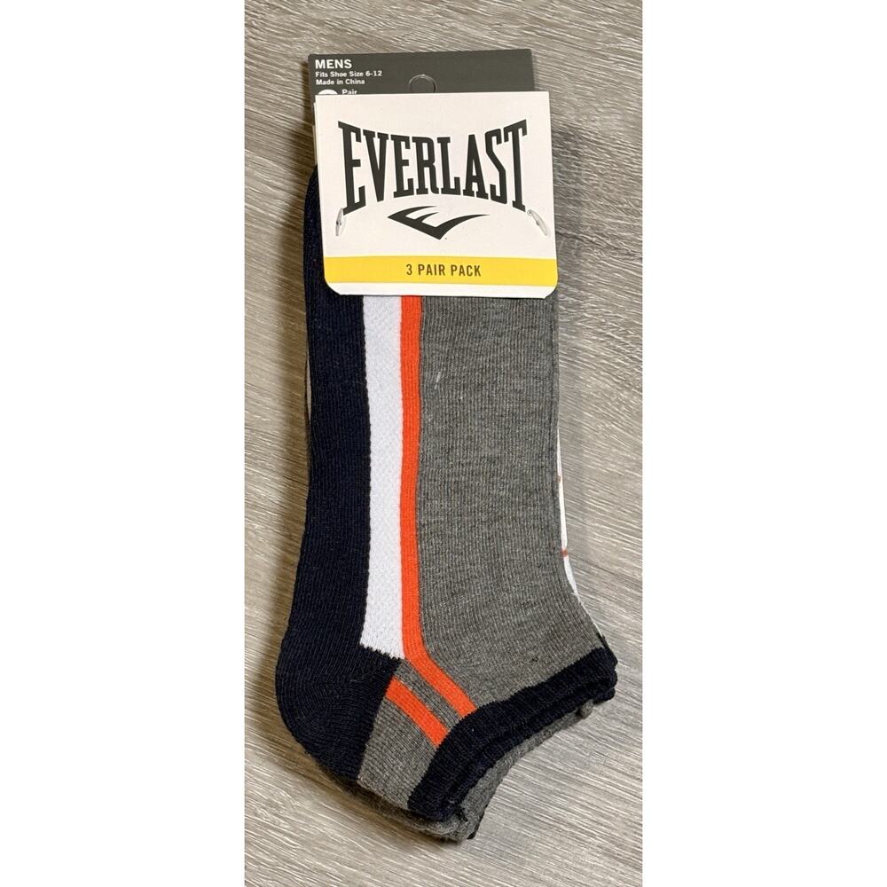 Everlast Men's No Show Socks Shoe Size 6-12 White 1/2 Cushion 3‎ Pairs NWT
